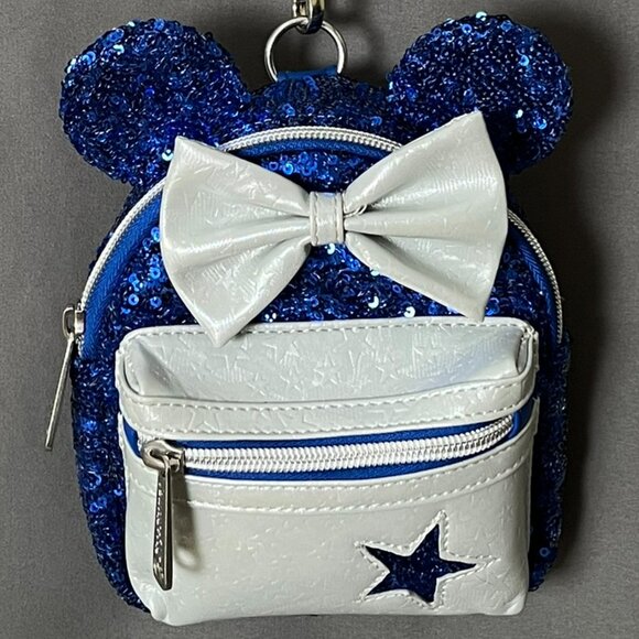Loungefly Handbags - Loungefly Disney Wristlet Minnie Mouse Sequined Backpack – Wishes Come True Blue